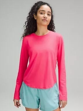 lululemon Running and Training Long Sleeve Shirt size 6 NWOT Lipgloss Pink